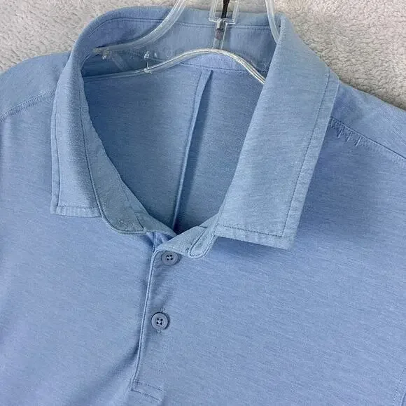 Lululemon Evolution Polo Shirt Men M Blue Preppy Performance Stretch Golf Tennis - Picture 3 of 7